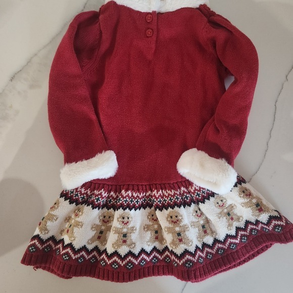 Gymboree Red Gingerbread Man Sweater Dress Baby Girls 12 18 Months - Picture 3 of 6